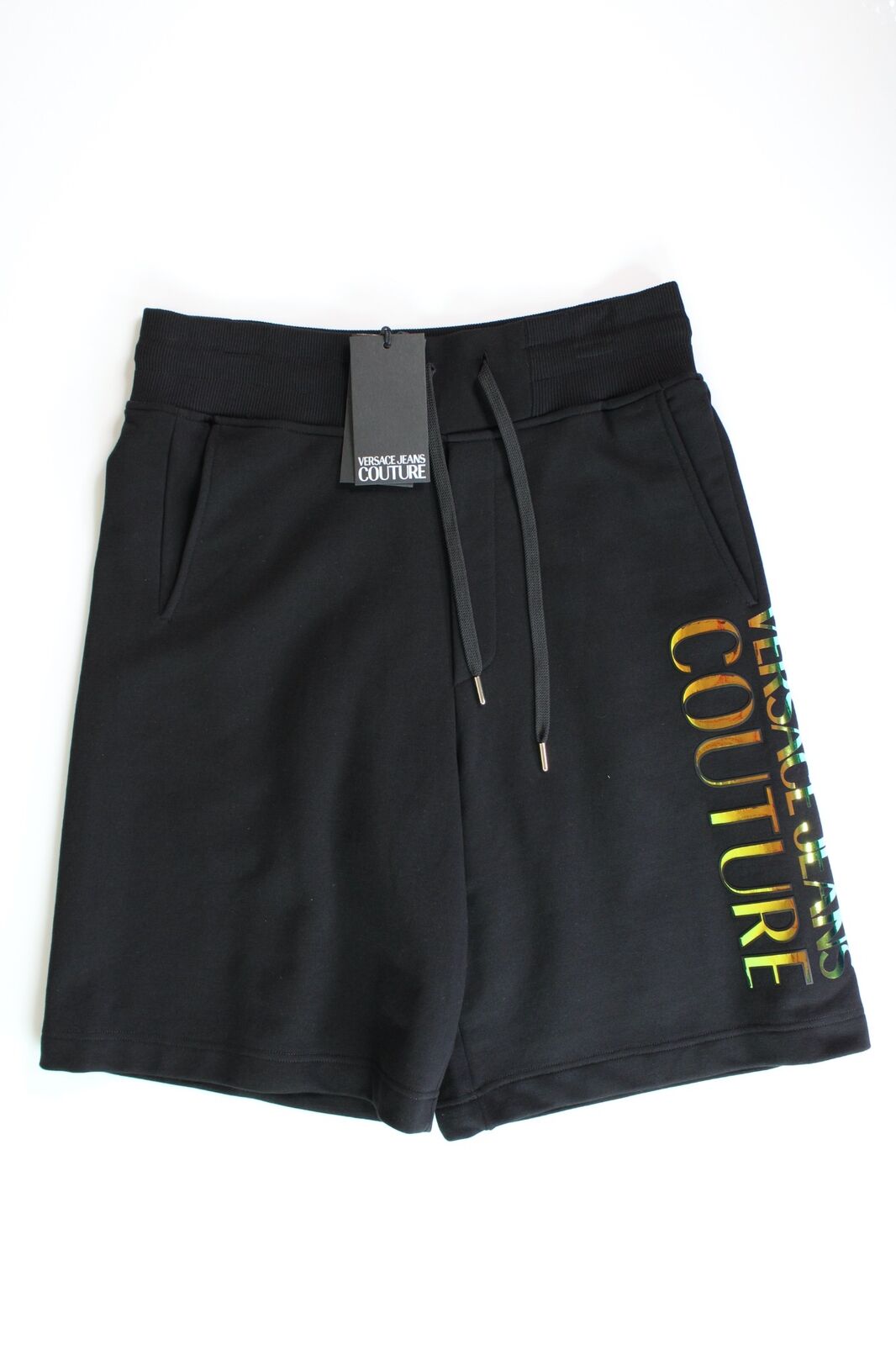 Versace Jeans Couture Mens Logo Fleece Sweat Shorts Small Black