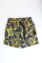 Versace Jeans Couture Mens Baroque Logo Print Shorts Size 30 Gold