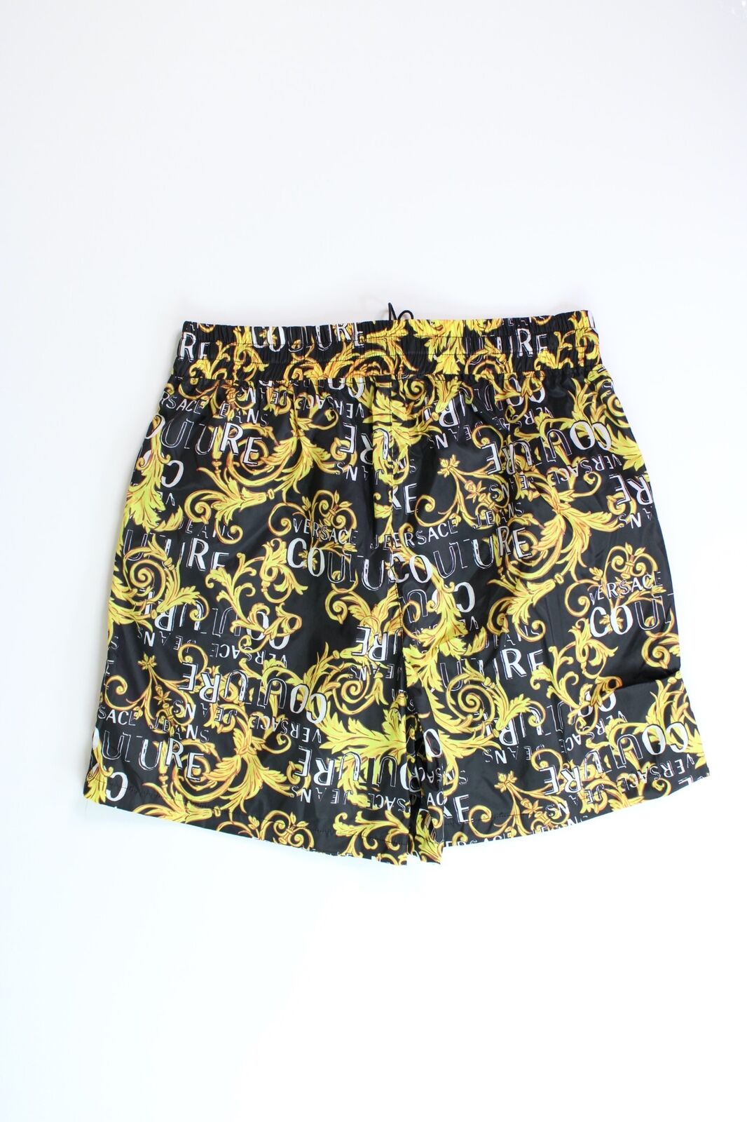 Versace Jeans Couture Mens Baroque Logo Print Shorts Size 32 Gold