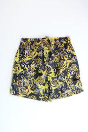 Versace Jeans Couture Mens Baroque Logo Print Shorts Size 34 Gold