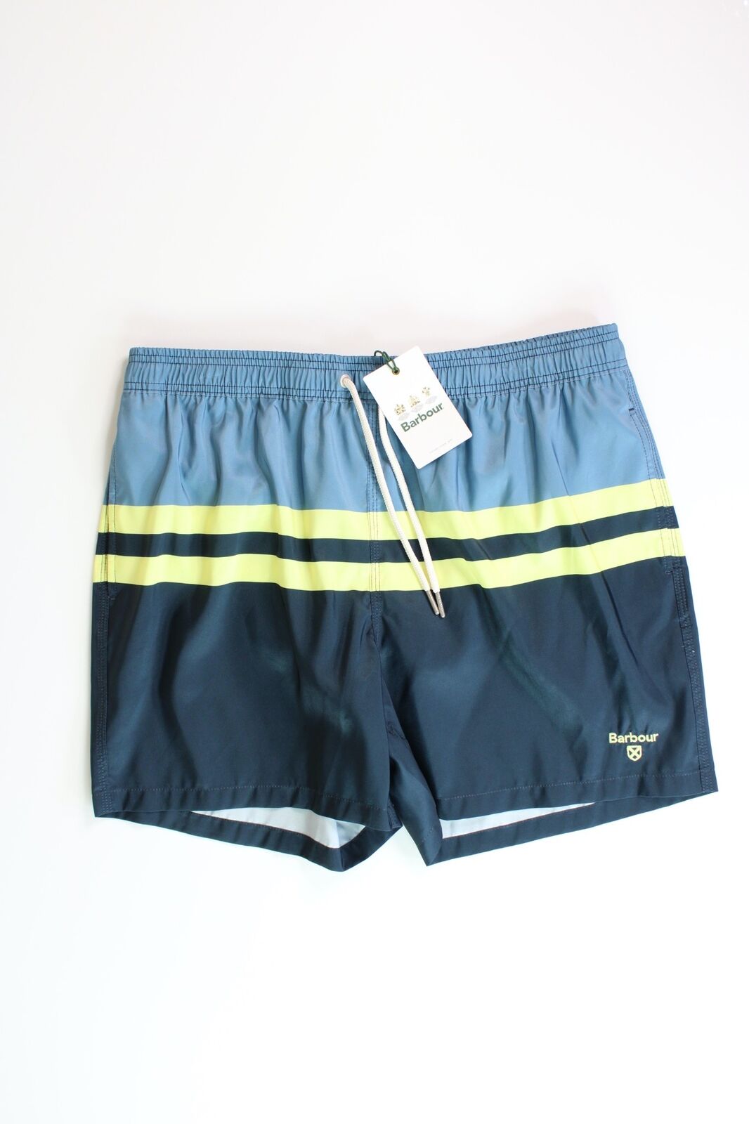 Barbour Mens Double Stripe Regular Fit Swim Shorts XL Blue
