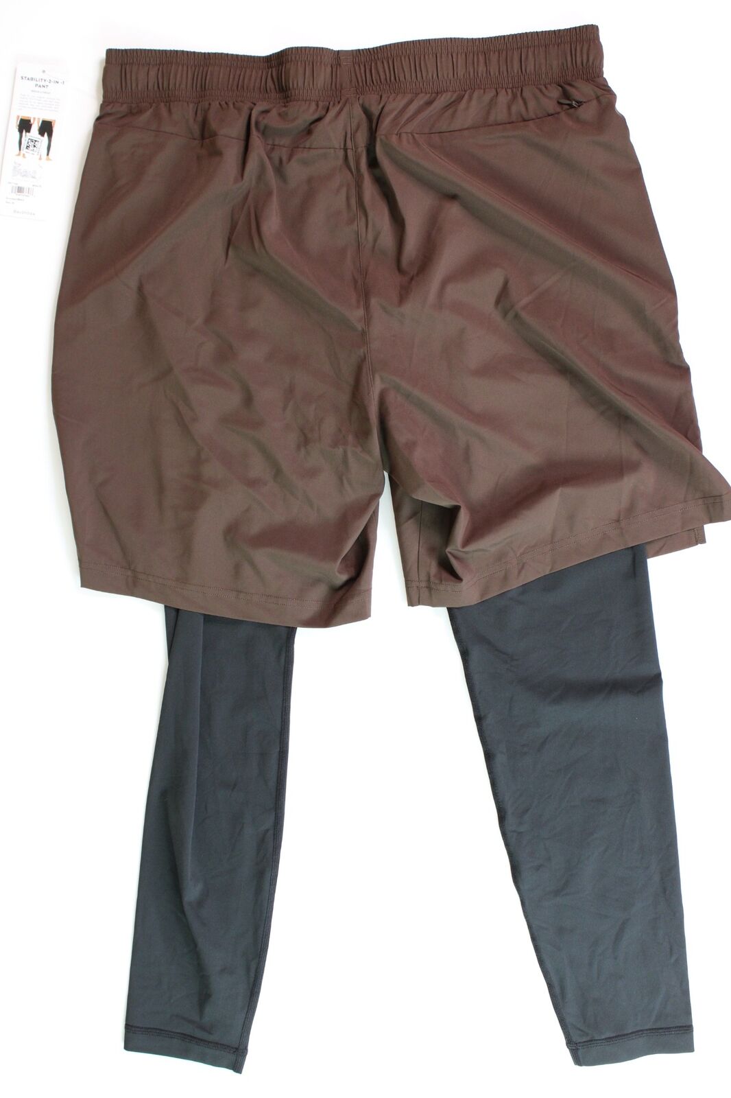 Alo Yoga Mens Stability 2-in-1 Pants XL Brown / Black