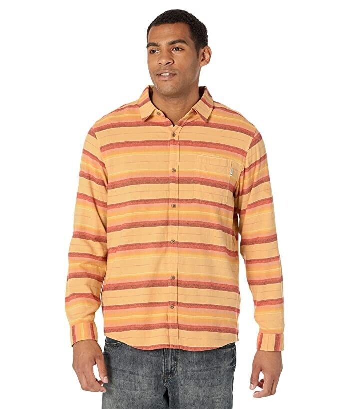 Hurley Men's Portland Organic Flannel Shirt Small Orange Plaid