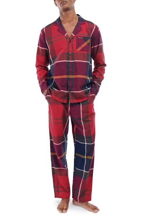 Barbour Men's Tartan Pajama Shirt & Pants Set Large Red