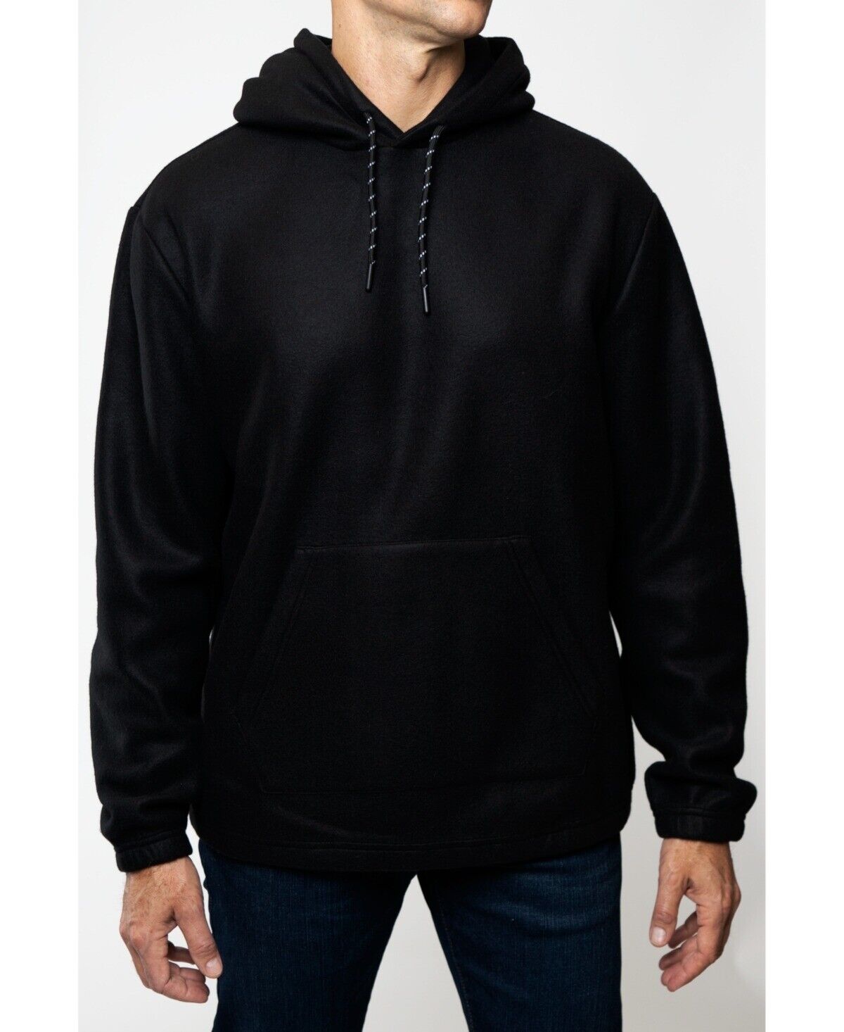 Lazer Mens Polar Fleece Pullover Hoodie Sweatshirt Black Small