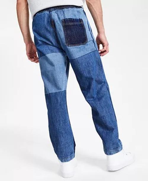 SUN + STONE Men's Relaxed Fit Colorblocked Jeans XL Blue