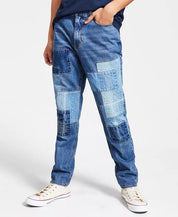 SUN + STONE Men's Judas Loose-Fit Patchwork Jeans 36 Blue