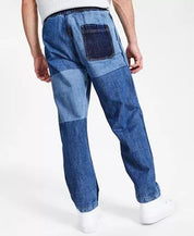 SUN + STONE Men's Relaxed Fit Colorblocked Jeans Small Blue