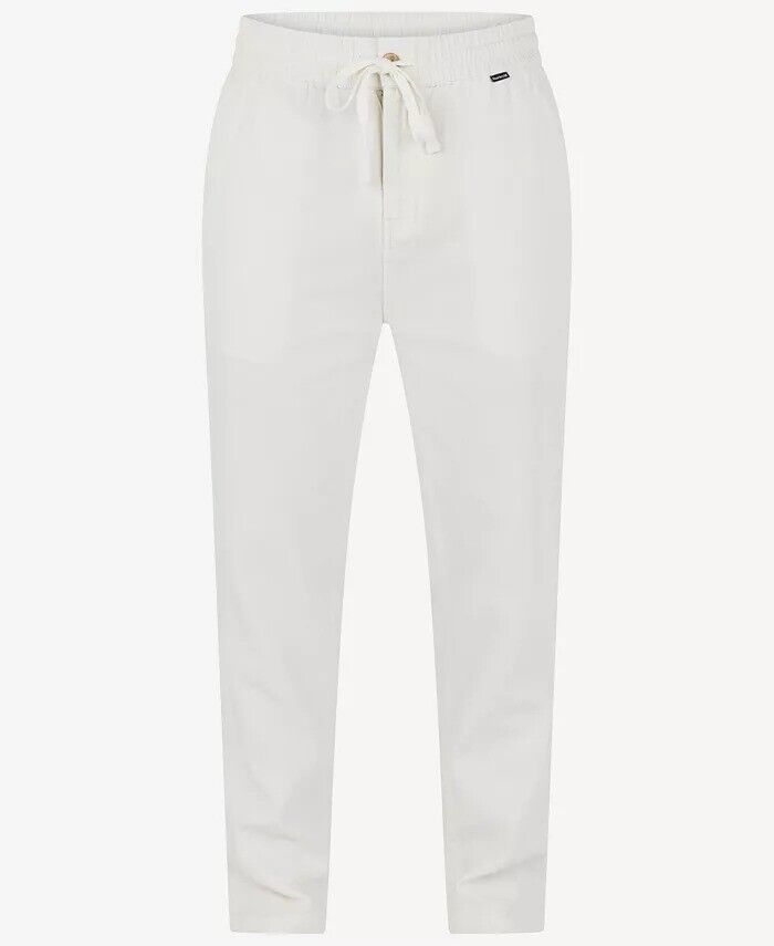 HURLEY Men's Outsider Beachside Screen-Printed Graphic Pants XL White Drawstring