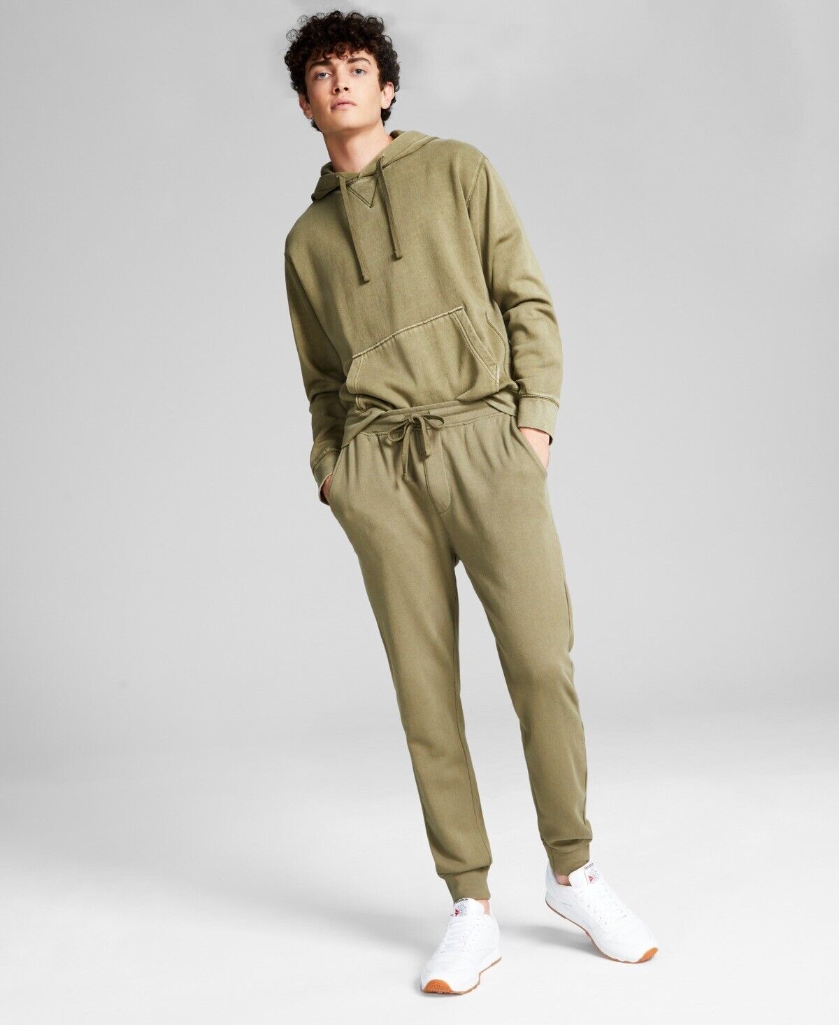 And Now This Men's Soft Knit Fleece Jogger Pants Medium Olive Green