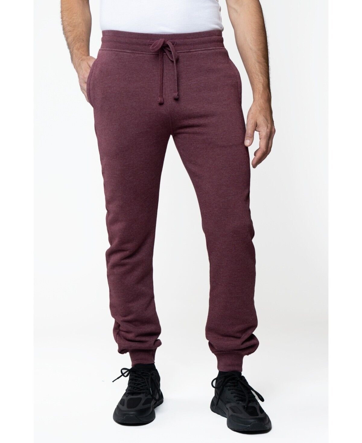 Lazer Men's Burnout Drawstring Fleece Jogger Pants Large Maroon