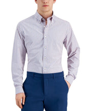 Club Room Mens Stripe Button Down Dress Shirt Pink Blue Medium
