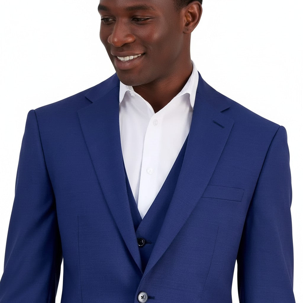 Calvin Klein Mens Slim fit Wool Suit Jacket Blazer 40 R Blue Solid Stretch
