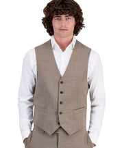 Tommy Hilfiger Mens Modern fit Button-Up Vest Medium Tan Solid Stretch