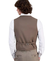 Tommy Hilfiger Mens Modern fit Button-Up Vest Small Tan Solid Stretch
