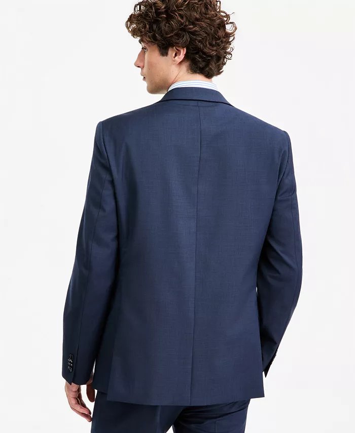 Tommy Hilfiger Mens Modern fit Wool Suit Jacket Blazer 44 S Blue Solid Stretch