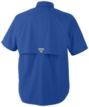 Columbia Men Regular fit Short Sleeve Button-Up Shirt XLT Blue Solid
