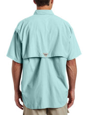 Columbia Men Loose fit Short Sleeve Button-Up Shirt 2XL Blue Solid