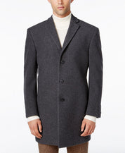 Calvin Klein Mens Slim fit Prosper Overcoat Coat 46 R Grey Solid Wool