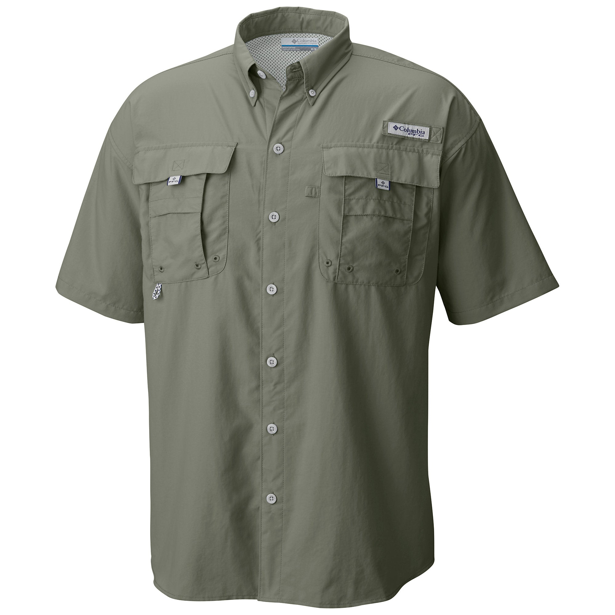 Columbia Men Regular fit Short Sleeve Button-Up Shirt XL Green Solid