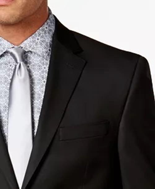 Sean John Mens Classic fit Suit Jacket Blazer 46 XL Black Solid