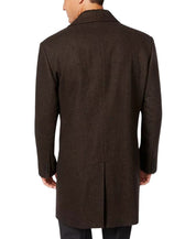 London Fog Mens Coventry Wool-Blend Overcoat Coat 36 S Brown Herringbone
