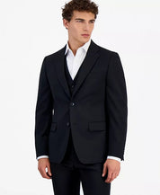 Tommy Hilfiger Mens Modern fit Wool Suit Jacket Blazer 38 S Black Solid Stretch