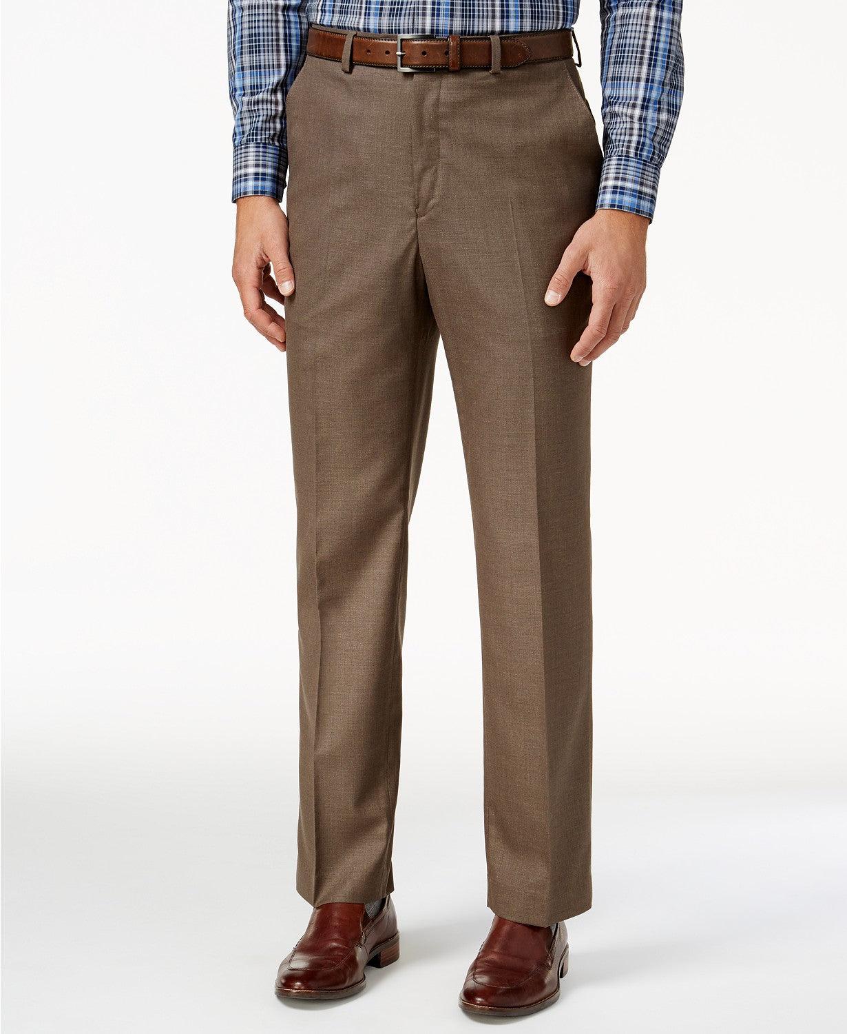 Michael Kors Mens Classic fit Dress Pants 42 / 32 Brown Solid Stretch