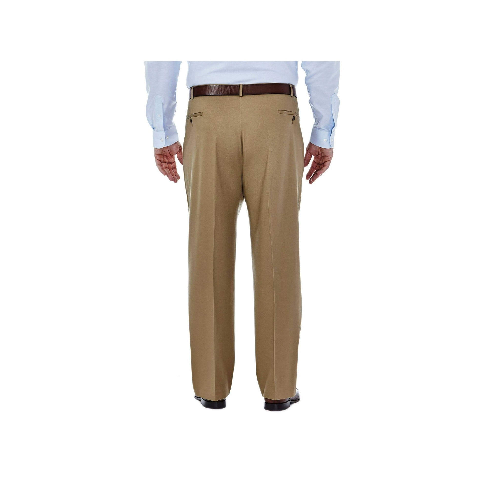 Haggar Mens Classic fit Dress Pants 46 / 32 Beige Solid