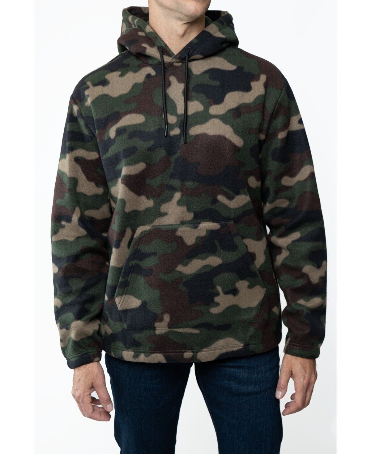 Lazer Men's Polar Fleece Pullover Hooded Sweatshirt Medium Green Camo