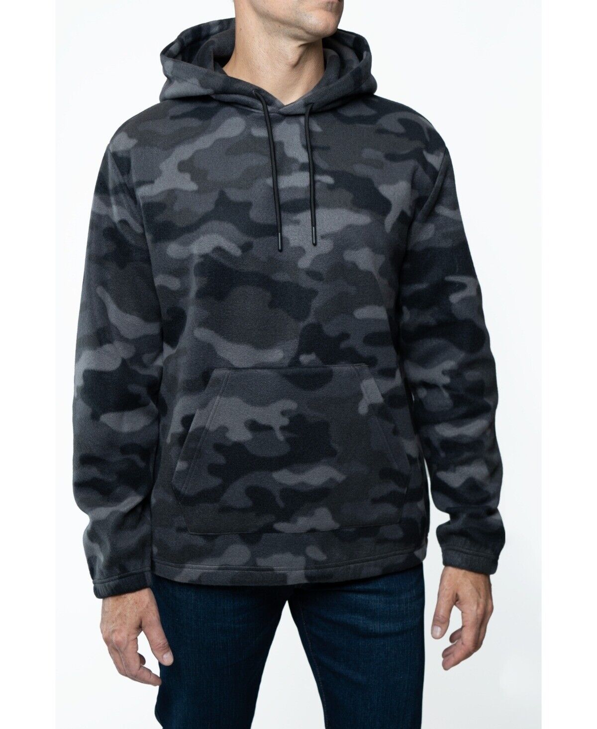 Lazer Men's Polar Fleece Pullover Hooded Sweatshirt XXL 2XL Grey Camo