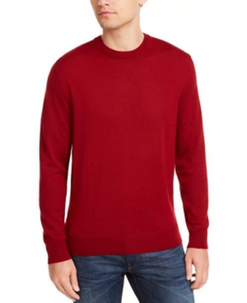 Club Room Men's Solid Crew Neck Merino Wool Blend Sweater Cherry Red XXL