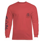 SALT LIFE Mens Skull & Hooks Logo Graphic Long Sleeve T Shirt Burnt Coral Medium