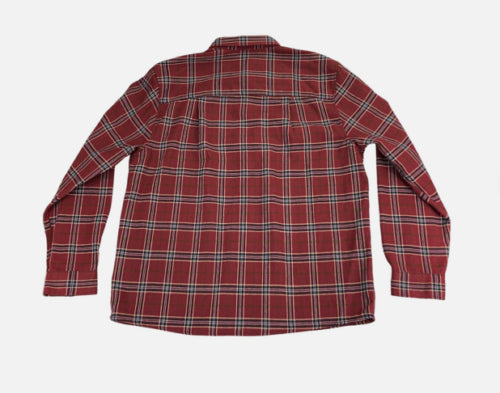 And Now This Mens Flannel Collared Button down Shirt Dark Red Medium