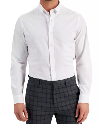 Club Room Men's Slim Fit 4-Way Stretch Solid Dress Shirt White XXL