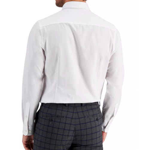 Club Room Men's Slim Fit 4 Way Stretch Solid Dress Shirt White 2XL