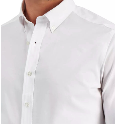 Club Room Men's Slim Fit 4 Way Stretch Solid Dress Shirt White 2XL