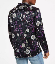 INC Men's Gav Bot Classic-Fit LS Floral Print Camp Shirt Deep Black Medium