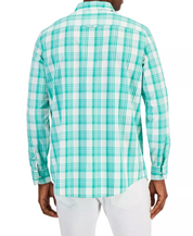 Club Room Men's Regular-Fit Plaid Shirt Long Sleeve Fiji Green Medium