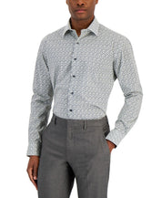Alfani Men's Regular Fit Traveler Button Stretch Shirt White Mint Medium