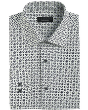 Alfani Men's Regular Fit Traveler Button Stretch Shirt White Mint Medium