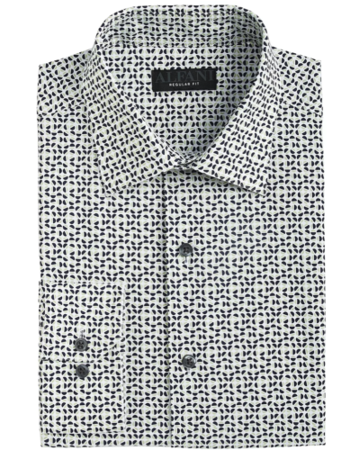 Alfani Men's Regular Fit Traveler Button Stretch Shirt White Mint Medium