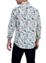 Club Room Mens Editto Mens Floral Long Sleeve Button-Down Shirt Bone Medium