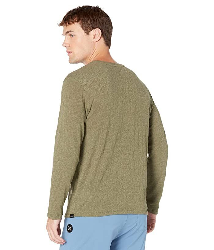 Hurley Men's Vista Henley Button-up Long Sleeve Shirt Olive Small