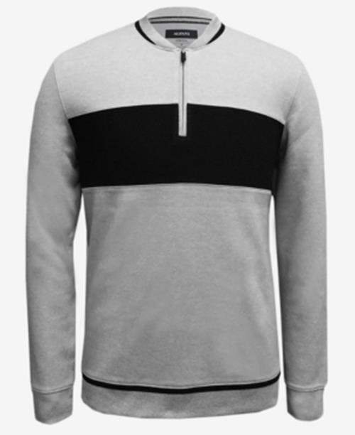 Alfani Men's Baseball Ottoman Quarter Zip Sweatshirt Grey XL