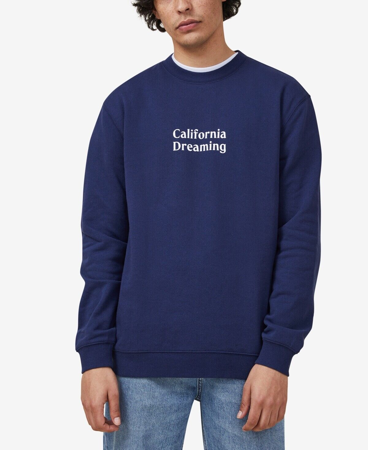 COTTON ON Mens Cotton Crewneck Sweatshirt Blue XXL