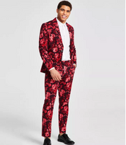 INC Int. Concepts Men's Roscoe Slim-Fit Floral-Print Suit Jacket Red Small