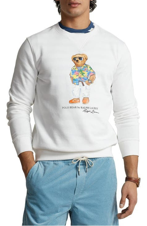 Polo Ralph Lauren Mens Beach Club Bear Graphic Crewneck Sweatshirt White 3XB