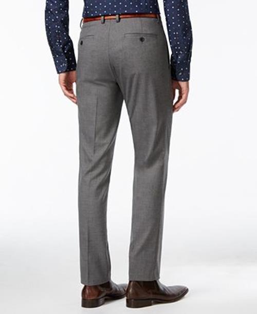 Kenneth Cole Mens Slim fit Dress Pants 33 / 32 Charcoal Grey Solid Stretch