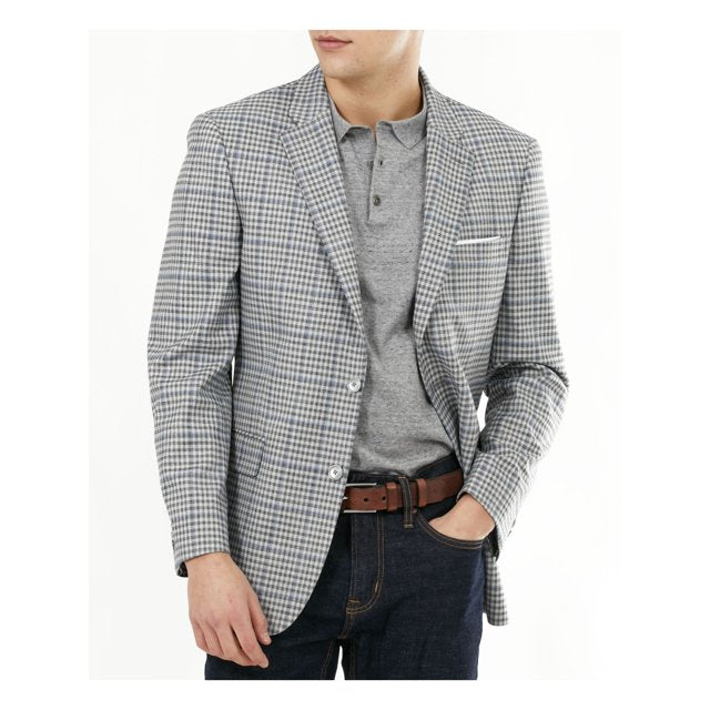 Tommy Hilfiger Men's Modern Plaid Blazer Sport Coat 38S Grey / Blue